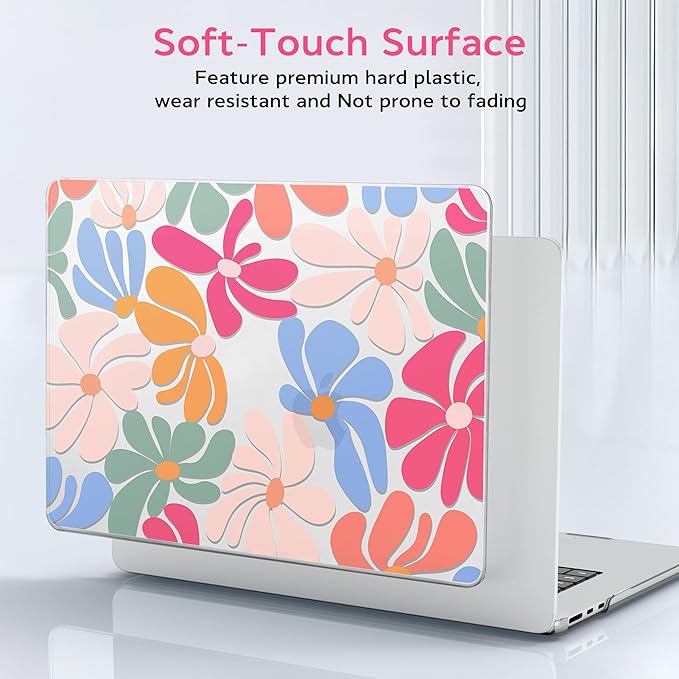 B BELK Compatible with MacBook Air 13 inch Case M5 2026 2025-2022 M4 M3 M2 A3449 A3240 A3113 A2681, Plastic Hard Shell+Keyboard Cover+Screen Protector for MacBook Air 13.6 inch Case, Colorful Flower