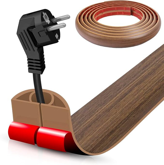 Floor Cord Cover Cable Cavity Self Adhesive Cord Hider Floor 10FT Floor Cable Management Power Cord Protector Floor Electric Cord Covers for Offices, Gym, Exhibitions (Misty Brown Wood, 1.18" x 20') by DBHXXMB-HH
