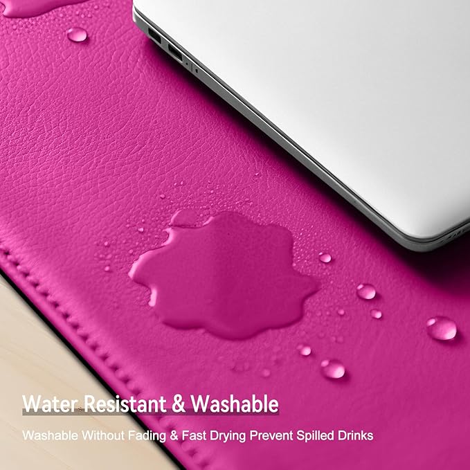 Dual Sided Leather Desk Mat - Waterproof Desk Pad - Ideal for Large Mouse Pad and Desk Mats on Top of Desks (Rose, 11"*8")