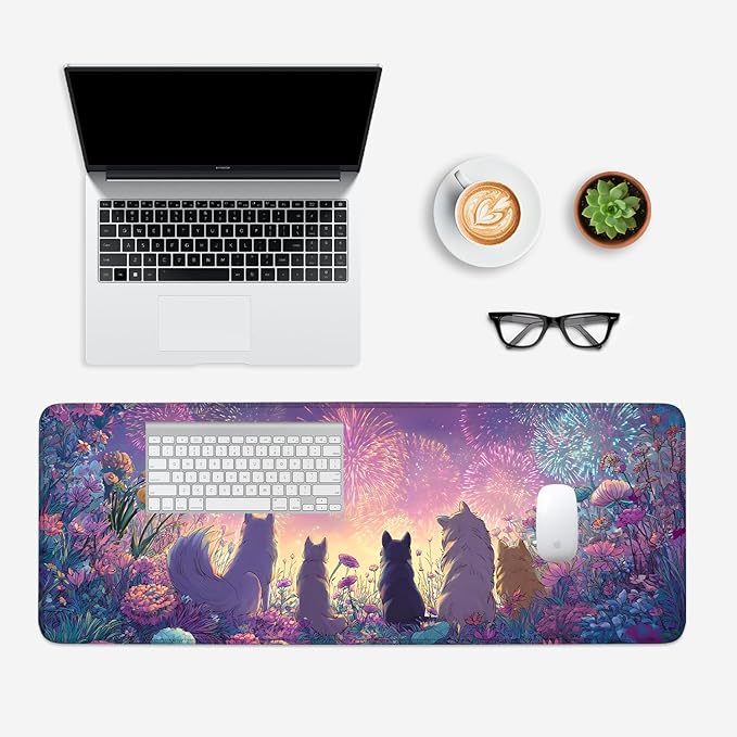 Mouse Pad, Large Anti-Slip with Stitched Edges Desk Mat Desktop Laptop Computer Desk Keyboard Mat,Table Protector Blotter Mat (Dog, 31.5" x 11.8")