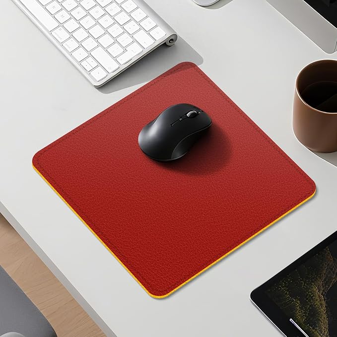 Dual Sided Leather Desk Mat - Waterproof Desk Pad - Ideal for Large Mouse Pad and Desk Mats on Top of Desks (red, 11"*8")