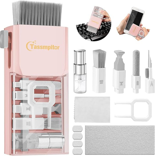 Tassmpitor Keyboard Cleaning Kit, All in 1 Laptop Cleaning Kit for MacBook iPhone iPad Camera Lens Airpods Computer, Compact Keyboard Cleaner with Spray and Brush, Multitool for Electronic Screen by Tassmpitor