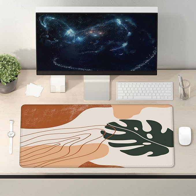 Boho Abstract Large Mouse Pad 31.5x15.7inch, Boho Sage Green Large Extended Computer Desk Mat Mousepad for Keyboard and Mouse, Minimalist Desk Accessory