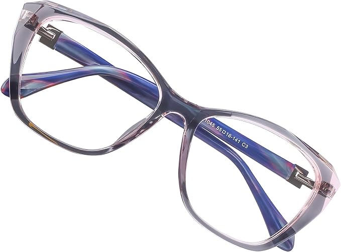 DOERAYM Blue Light Glasses for Woman with Square Decoration,Reading Glasses for office & computer games