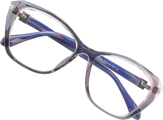 DOERAYM Blue Light Glasses for Woman with Square Decoration,Reading Glasses for office & computer games