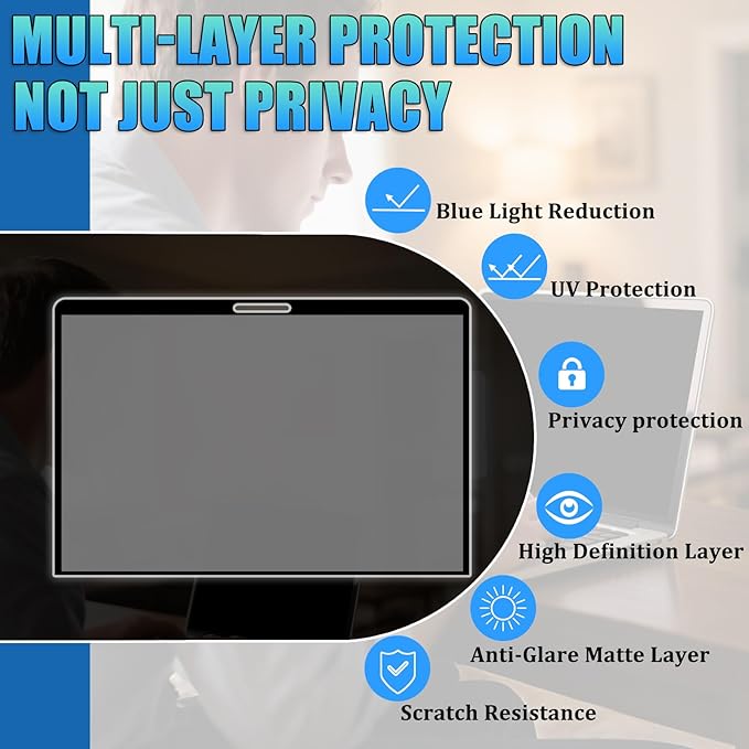 Nano-Suction Privacy Screen Protector for MacBook Air 13 Inch (2018-2021, M1) Removable Laptop Privacy Screen Shield Ultra-Thin Design