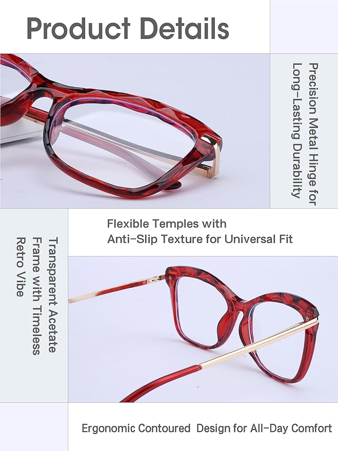 blue light glasses for woman, computer glasses blue light glasses men premium lenses for daily screen use - work & gaming.