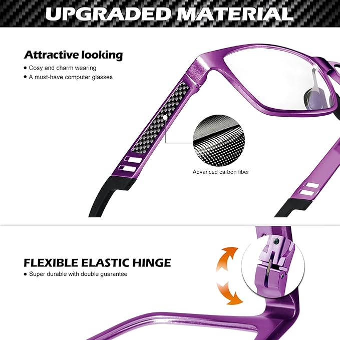 ANYLUV Blue Light Blocking Glasses Men Computer Gaming Glasses Lightweight Al-Mg Metal Anti Eyestrain Eye Protection