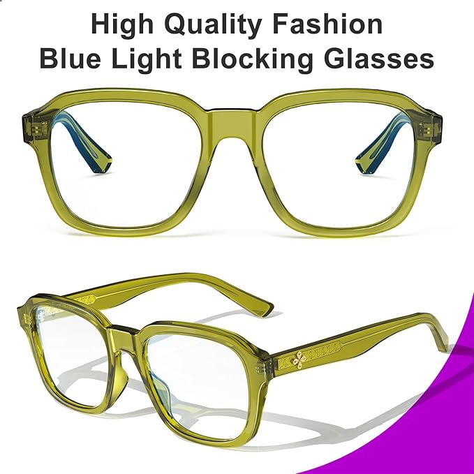 VISOONE Oversized Square Blue Light Blocking Glasses Fashion Computer Eyewear for Women and Men BENNETT
