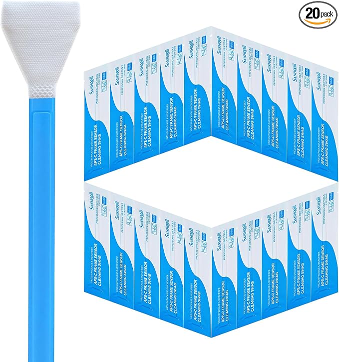 Dry APS-C Sensor Cleaning Swabs (CCD/CMOS), 20pcs 16mm DSLR or SLR Mirrorless Digital Camera Cleaning kit (No senrsor Cleaning Solution) by SANHOOII