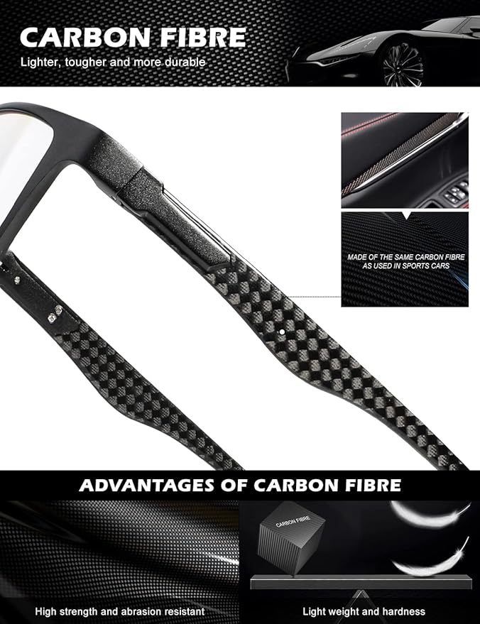 ANYLUV Carbon Fiber Reading Glasses for Men Women, Blue Light Blocking Computer Readers, Anti Glare Spring Hinge