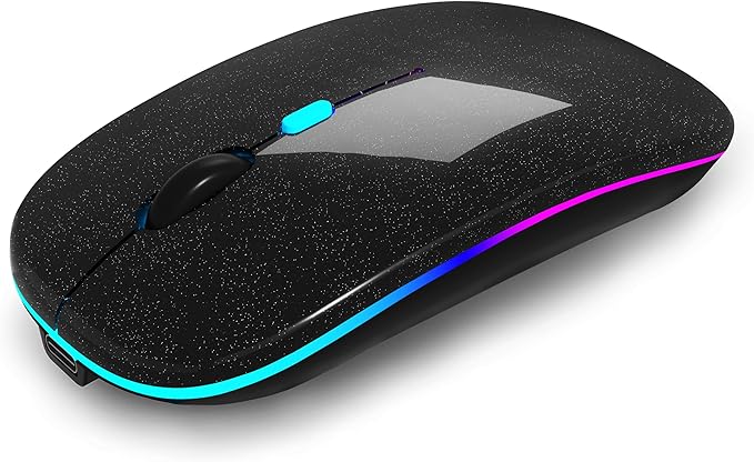 Wireless Bluetooth Mouse Rechargeable Laptop Mice with LED Use Portable(BT5.2 and USB 2.4G) Dual Mode Connection Silent Slim Computer Mouse for Laptop/iPad Tablet/Apple MacBook/PC(Pearl Black)