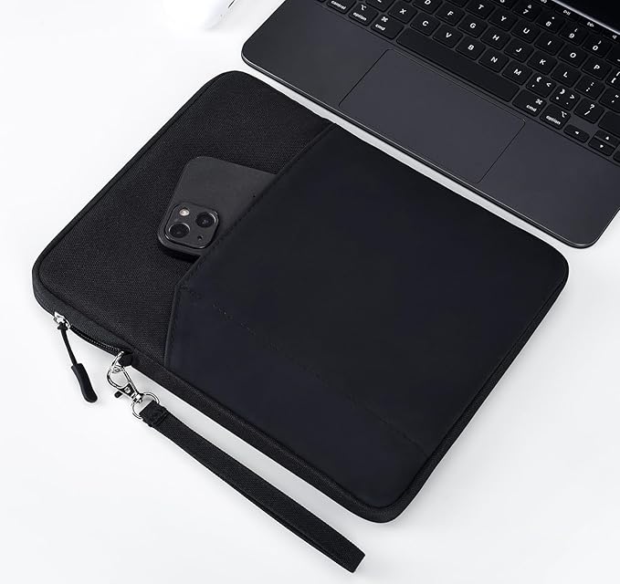 CAAORDKSO 12.9-13 inch Tablet Sleeve for 13 inch iPad Air/iPad Pro, iPad Pro 12.9, Surface Laptop Go 12.4, Samsung Galaxy Tab S10+ Plus/S9+ S8+/S7+ Plus/S7 FE 12.4" Waterproof Bag Carrying Case,Black
