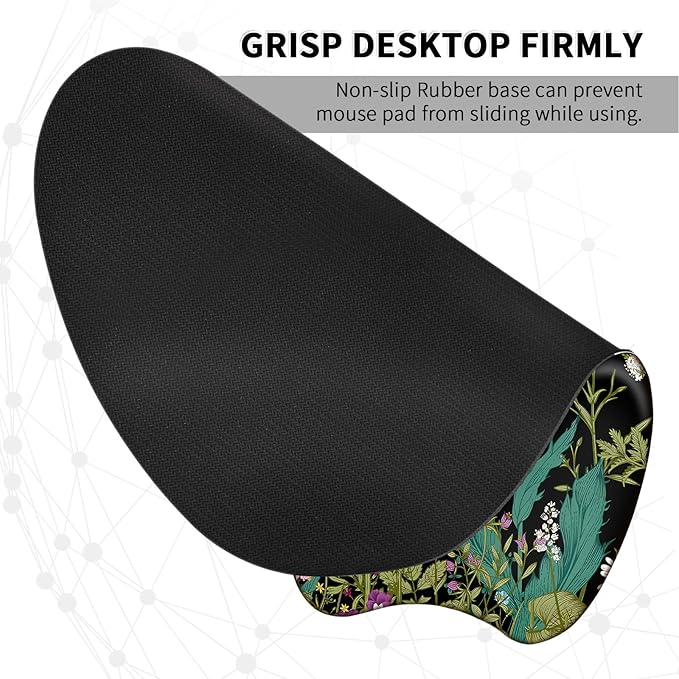 EooCoo Ergonomic Mouse Pad with Wrist Support, Mousepad with Memory Foam Wrist Rest and Non-Slip Base for Computer, Cafe, Home & Office, 9.64 x 8.26 in Office Desk Accessories