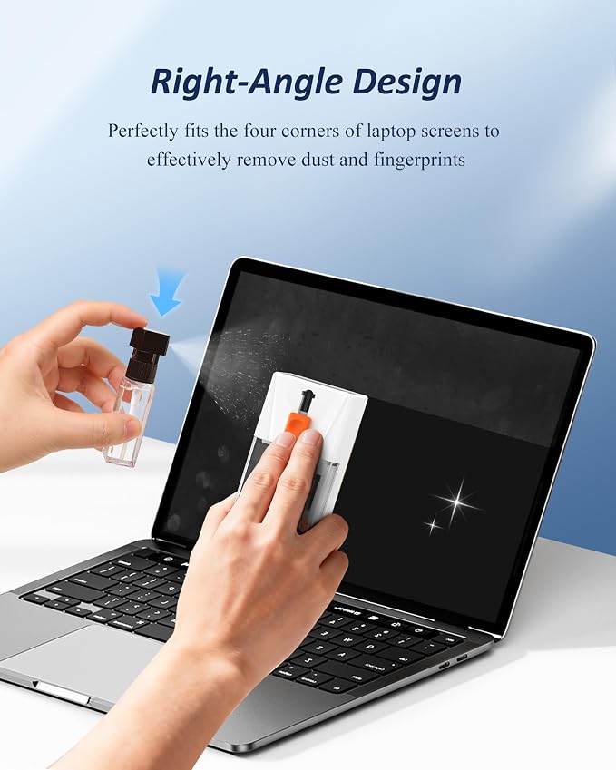 Professional Keyboard Cleaner Laptop Cleaning Kit - Keyboard Cleaning Kit for Computer MacBook iPhone AirPods iPad - Laptop Cleaner with Retractable Brush, 15ml Spray, Microfiber Cloth, Keycap Puller - Image 3