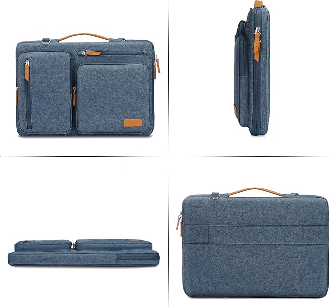 MOSISO 360 Protective Laptop Shoulder Bag,14 inch Computer Bag Compatible with HP Lenovo Dell ASUS Acer, HP, Dell Latitude, Lenovo,Side Open Messenger Bag with 4 Zipper Pockets&Handle, Haze Blue