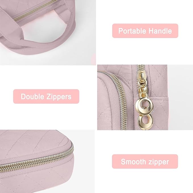 MOSISO 360 Protective Laptop Case 13.3 inch, 13-13.3 inch Laptop Sleeve Compatible with MacBook Air/Pro 13/Pro 14,HP Dell ASUS Lenovo, Square Quilted Bag Cover with 2 Pockets&Handle&Belt, Pink