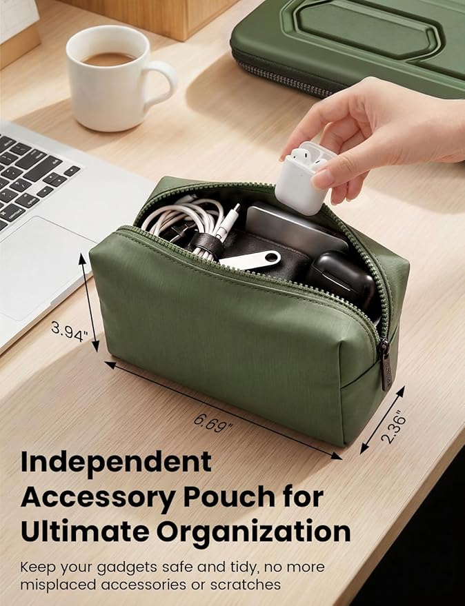 DOMISO Laptop Hard Case 15-16 inch Waterproof Shockproof Hard Shell Laptop Sleeve with Handle & Storage Pocket, Compatible with MacBook, HP, Dell, Green