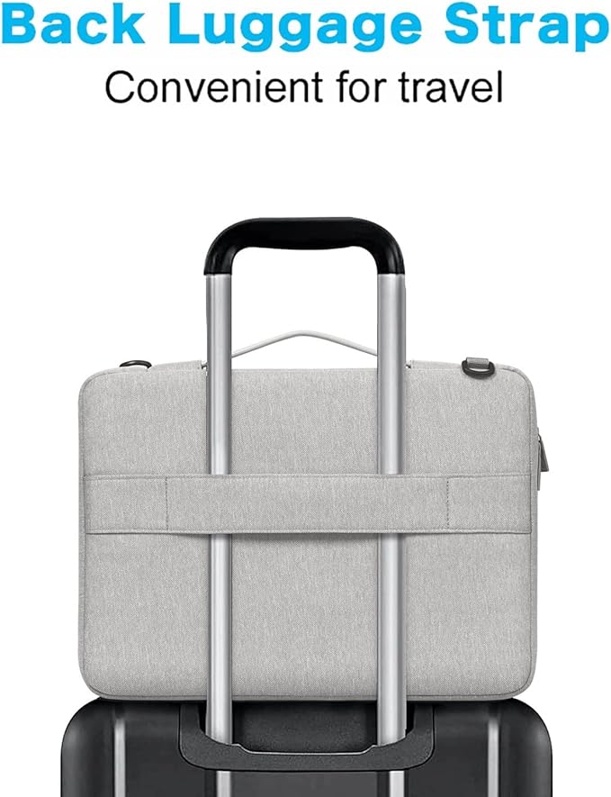 MOSISO 360 Protective Laptop Shoulder Bag Compatible with MacBook Pro 16 inch 2023-2019 M2 A2780 M1 A2485 Pro/Max A2141,15-15.6 inch Notebook,Side Open Sleeve with 3 Front Pockets&PU Handle&Belt, Gray