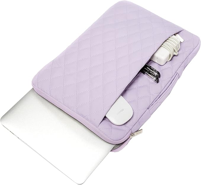 Kinmac 360° Heavy Duty Protective Laptop Sleeve Case Bag Cover with Handle for MacBook Air 13 inch,iPad Pro 13 inch and 13.3 inch HP,Dell,Lenovo,Asus,Acer Laptop (Purple Embroidery)