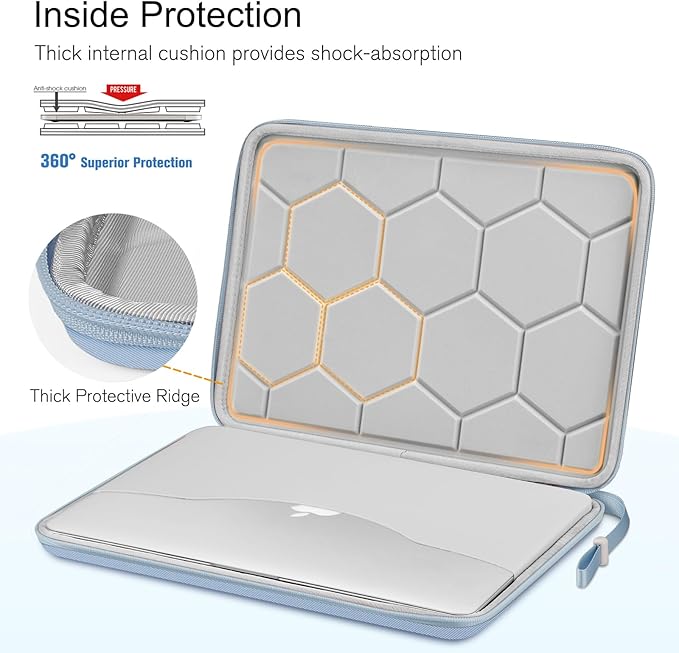 FINPAC Hard Laptop Sleeve Case for 15.3 inch MacBook Air M5 M4 M3 M2 (2026-2023) A3448 A3241 A3114, 16.2 inch MacBook Pro 2026 M5/M4/M3/M2/M1 Pro/Max, Waterproof Case for Surface Laptop, Ice Blue