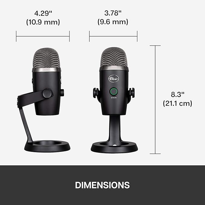 Logitech for Creators Blue Yeti Nano USB Microphone for Gaming, Streaming, Podcasting, Twitch, YouTube, Discord, Recording for PC and Mac, Plug & Play -Blackout