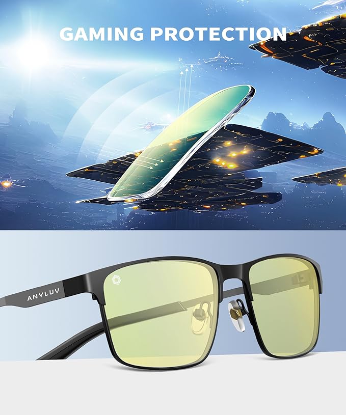 ANYLUV Blue Light Glasses for Men/Women, Lightweight Blue Light Blocking Glasses, Anti-Eye Strain Computer Glasses for Gaming