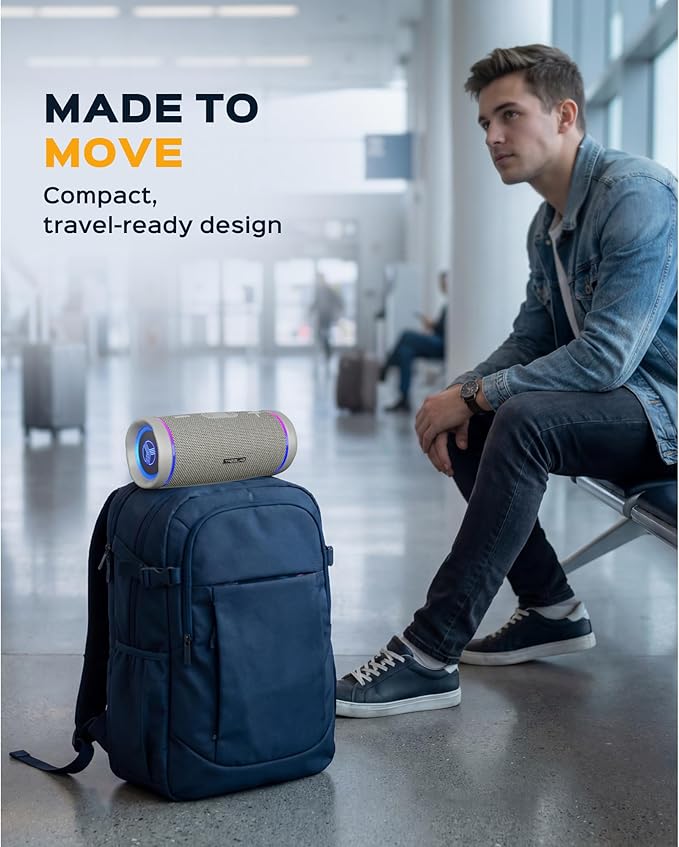 TREBLAB HD77 – Waterproof Bluetooth Speaker, 25W Loud 360° Sound, Deep Bass, IPX7, TWS Pairing, RGB Lights, 20H Battery, Portable Wireless Speaker for Outdoor, Beach, Camping, Party, Travel