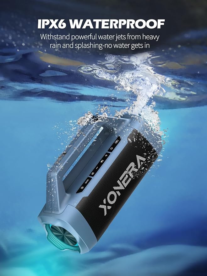 Speakers Bluetooth Wireless, 80W Peak Loud Outdoor Speaker with Bass, 20H Playtime, IPX6 Waterproof, TWS，BT5.3, Portable for Camping Hiking Boating Pool Beach, Smoky Blue