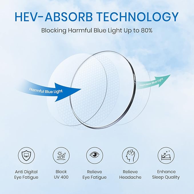 Cyxus Blue Light Glasses Men Women Reduce Eye Strain UV Blocking for Office Work Computer Screen 8082