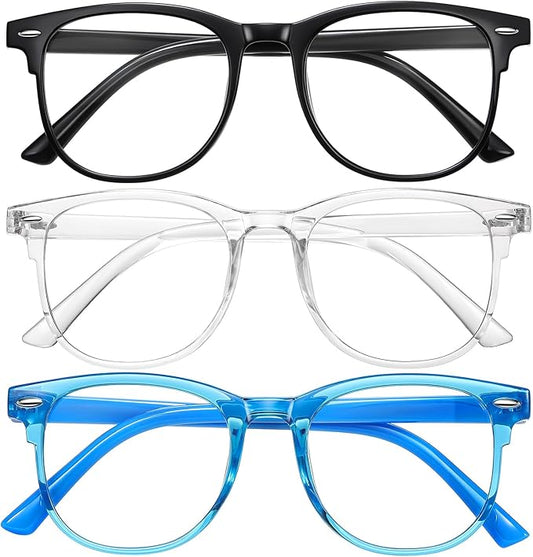 Okany Blue Light Glasses for Kids 3 Pack Anti Glare & Eye Strain Glasses Computer TV Phone Tablets UV Protection Glasses