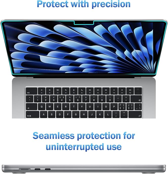 F FORITO 2-Pack Anti Blue Light Matte Screen Protector Compatible with MacBook Air 15.3 inch (2026-2023, M5, M4, M3, M2), Eye Protection Blue Light Blocking Anti Glare Computer