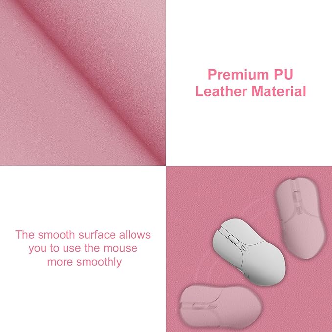 Desk Pad,Large Mouse Pad, Non-Slip PU Leathers Writing Pad,Desktop Protection Pad,Computer Desk Pad, Waterproof Table Mat, Desk Mat for Office and Home Writing (Pink;23.6"x 13.7")