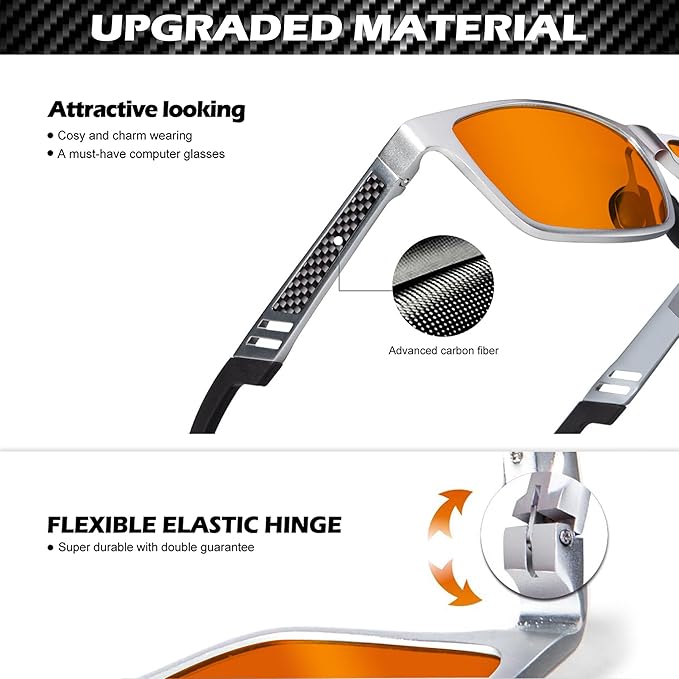 ANYLUV Blue Light Blocking Glasses Men Computer Gaming Glasses Lightweight Al-Mg Metal Anti Eyestrain Eye Protection