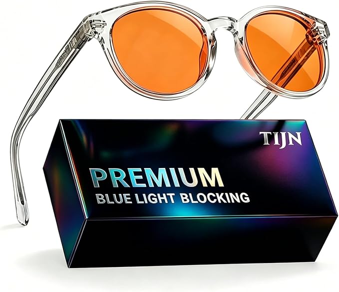TIJN Blue Light Blocking Glasses Men Women Vintage Thick Round Rim Frame Eyeglasses