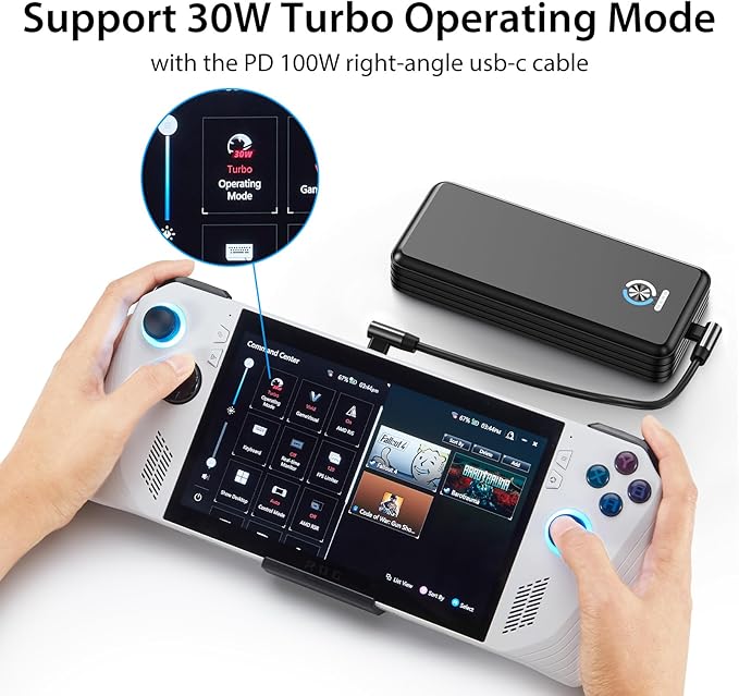 SiWiQU 20000mAh Magnetic Power Bank for ROG Ally, 65W Fast Charging Portable Battery Bank, External Battery Pack with Detechable Magnetic Back & Dual USB Cable, Support 30W Turbo Operating Mode.