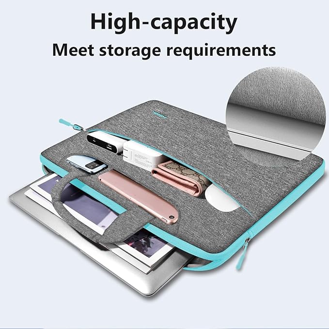 Hseok Laptop Shoulder Bag 13-14 inch Shockproof Water-Resistant HandBag with Small Case Compatible with MacBook Pro/Neo 14" M5/M4/M3/M2/M1, Mac Air/Pro 13.3", XPS 13/14, Most 13"-14" PC,DK gray-blue