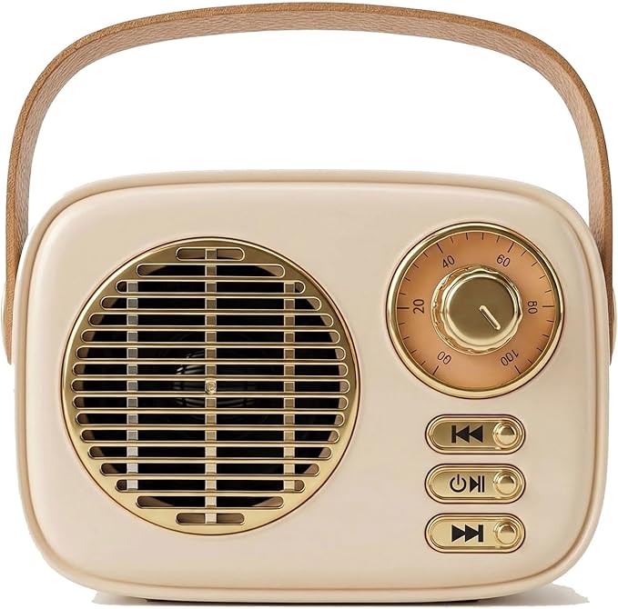 Retro Bluetooth Speaker, Vintage Decor, Gifts for Women Men Teen Girls,Portable Wireless Bluetooth Speaker, Cute Aesthetic Style for Office Kitchen Desk Bedroom Outdoor Support USB/TF Card/AUX (Beige)