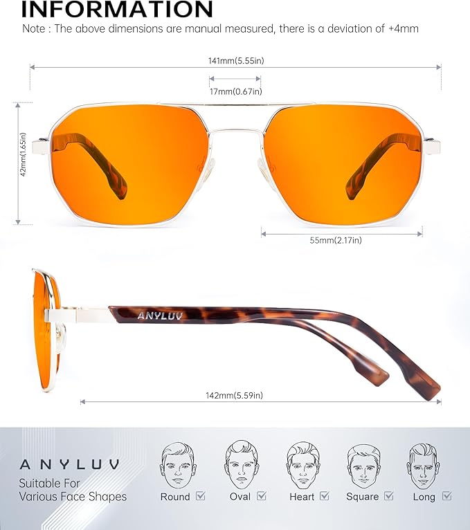 ANYLUV Blue Light Glasses for Woman/Men, Blue Light Blocking Glasses Women Computer Gaming Glasses for Eye Protection
