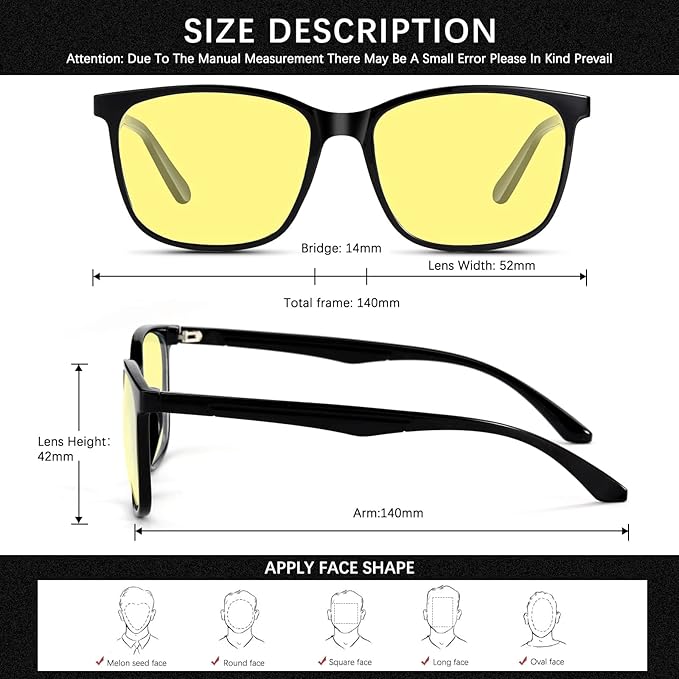 Oilway Night Vision Driving Glasses for Women & Men - Anti Glare Blue Light Blocking Computer Glasses with HD Clarity, Premium Protection | Nighttime Safety Eyewear for Screen Use & Road Travel