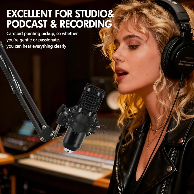 ALSO GO Podcast Equipment Bundle, Professional BM-800 Podcast Microphone with Adjustable Stand, V10XPRO Audio Mixer, Voice Changer, Audio Interface Suitable for Podcasting, Singing, Gaming
