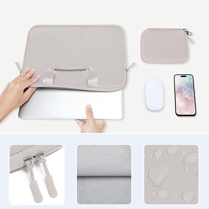 MOSISO Laptop Case 16 inch, 15-15.6 inch Laptop Sleeve Bag Compatible with MacBook Pro 16, HP Acer Dell Lenovo ASUS, Neoprene Carrying Computer Bag with Handle&Detachable Small Case, Stone Gray