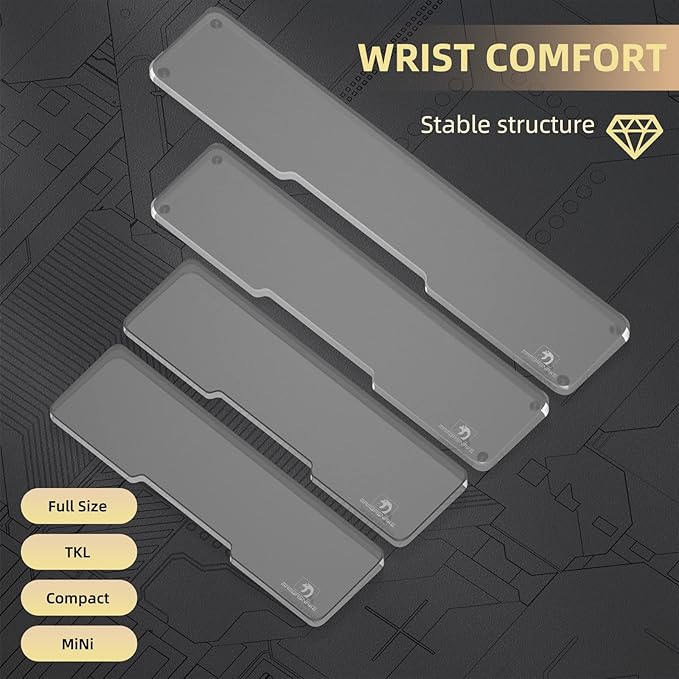 SELORSS Acrylic Keyboard Wrist Rest - Full Size 100% Keyboard- Mechanical Keyboards Ergonomic Palm Rest for Computer Keyboard,Anti-Slip Base,Wrist Pad for Laptop,Office & Home-Easy Typing