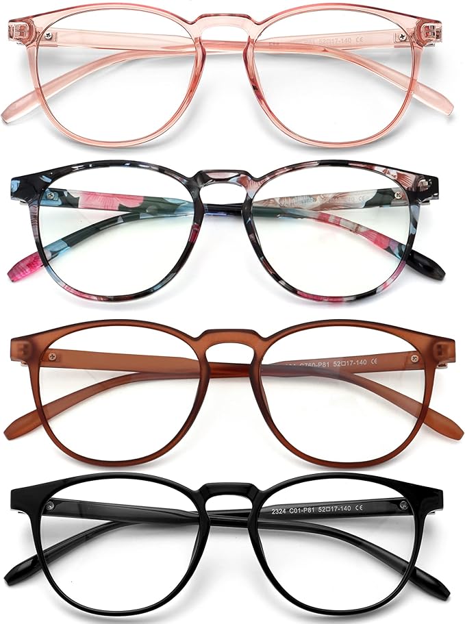 Blue Light Blocking Glasses for Women/Men - 4-Pack Computer Reading/Gaming/TV/Phone Glasses, Anti-Glare