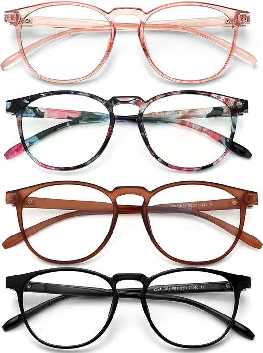 Blue Light Blocking Glasses for Women/Men - 4-Pack Computer Reading/Gaming/TV/Phone Glasses, Anti-Glare