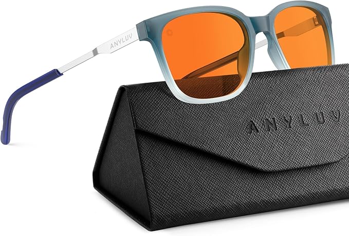 ANYLUV Blue Light Glasses for Men, Lightweight Computer Gaming Glasses, Stylish Anti Eyestrain Blue Light Blocking Men