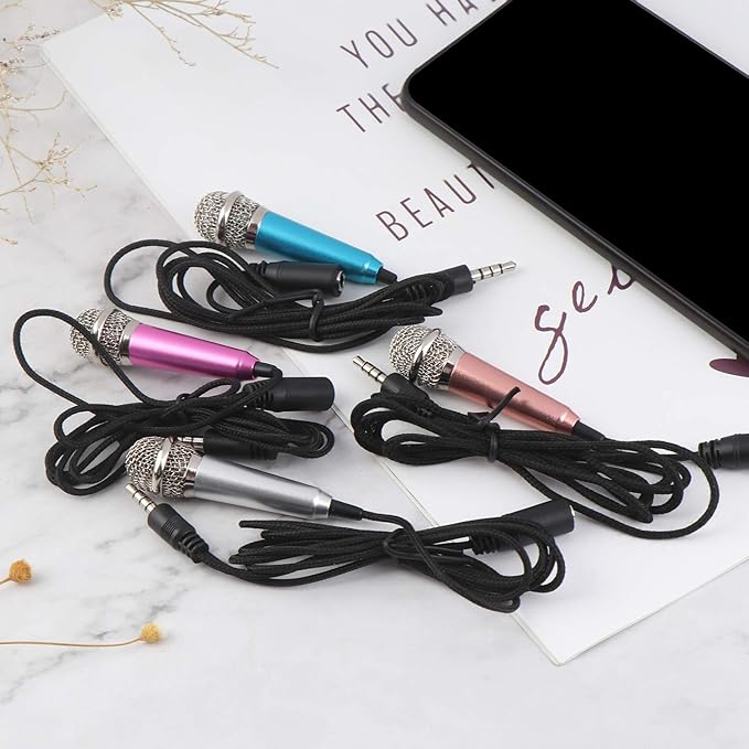 LOCOLO 4Pcs Mini Microphone Mini Karaoke Microphone for Voice Recording Portable Microphone Chatting and Singing Compatible with Smartphone iPhone iPad Laptop