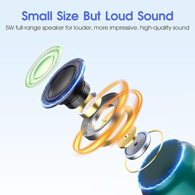 LFS Portable Bluetooth Speaker,Small Bluetooth Speake,Ultra Long Play 15 Hours,TWS Pairing,Suitable for Home,Pool,Beach,Boating, Hiking, Camping for Waterproof Outdoor Mini Speaker-Green