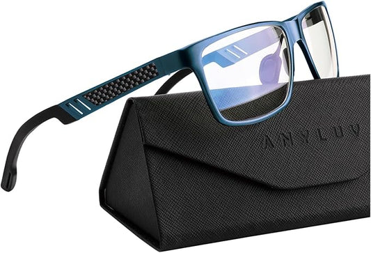 ANYLUV Blue Light Blocking Glasses Men Computer Gaming Glasses Lightweight Al-Mg Metal Anti Eyestrain Eye Protection
