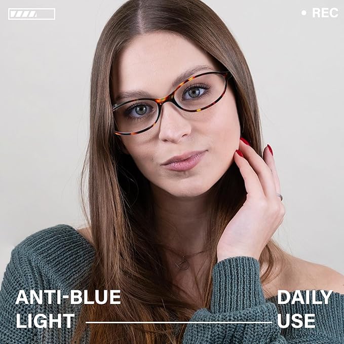 KUGUAOK Retro Oval Blue Light Blocking Glasses for Women 90s Small Cat Eye Eyeglasses Frame TV Bluelight Glasses